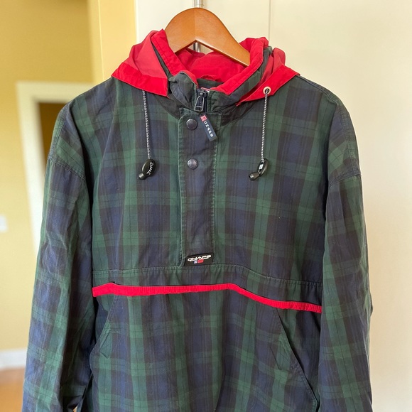 Chaps Ralph Lauren - Green/Blue Plaid Pullover ¼ Zip Large - Picture 1 of 8